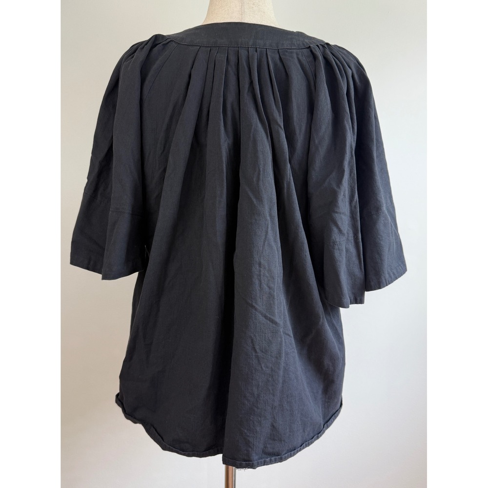 Pomander Place Blouse Womens XL Black V-Neck Flutter Sleeve Cotton Top Y20476T - Picture 3 of 8